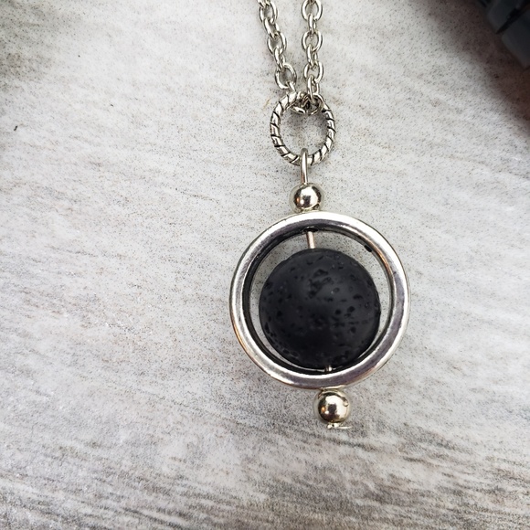Lava Rock Essential Oil Diffuser Pendant Necklace - Picture 3 of 6